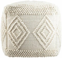 Off-White Cotton Knitted Pouf