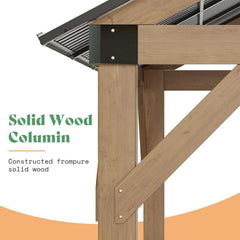 Ten By Twelve Feet Black Spruce Wood Gazebo Metal Roof-2