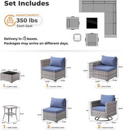 Outdoor Wicker Sectional Sofa Set with Swivel Chairs-1