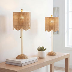 27.5 Brass Gold Coastal Table Lamps LED Bulbs Included-1