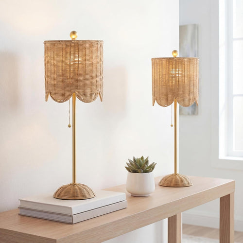 27.5 Brass Gold Coastal Table Lamps LED Bulbs Included-1