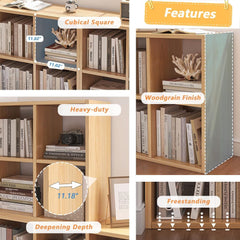 Eight Cube Organizer Bookcase Stackable Open Shelf Oak-2