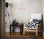 Pink Mini Crystal Chandelier With Acrylic Crystals-4