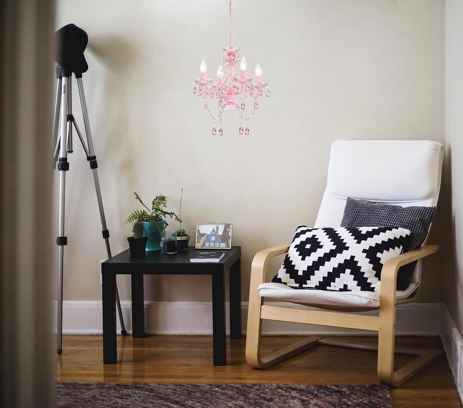 Pink Mini Crystal Chandelier With Acrylic Crystals-4