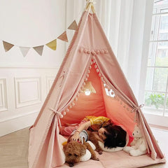Kids Teepee Tent With Foldable Mat For Indoor Outdoor Play-2