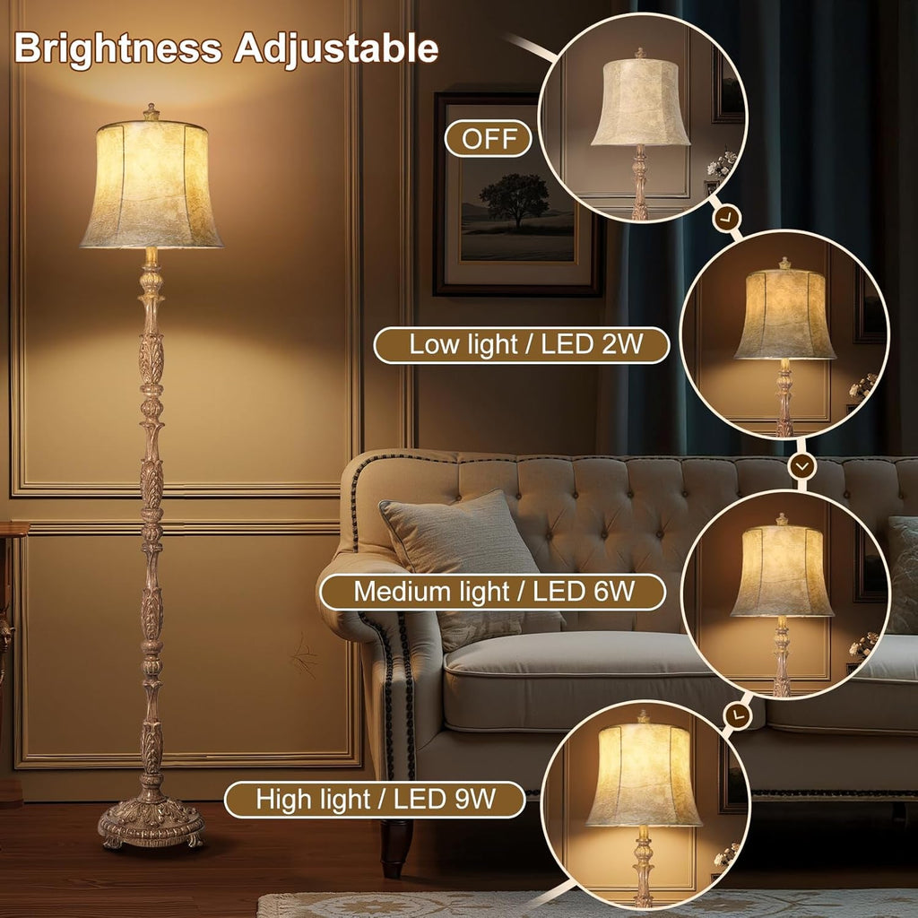 Sixty Six Inch Intricately Resin Carved Floor Lamp Brown Finish-2