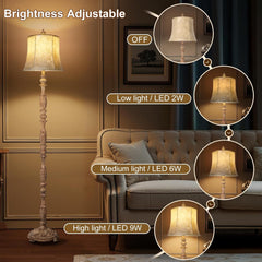 Sixty Six Inch Intricately Resin Carved Floor Lamp Brown Finish-2