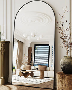 81-Inch Matte Black Arched Full-Length Floor Mirror-1