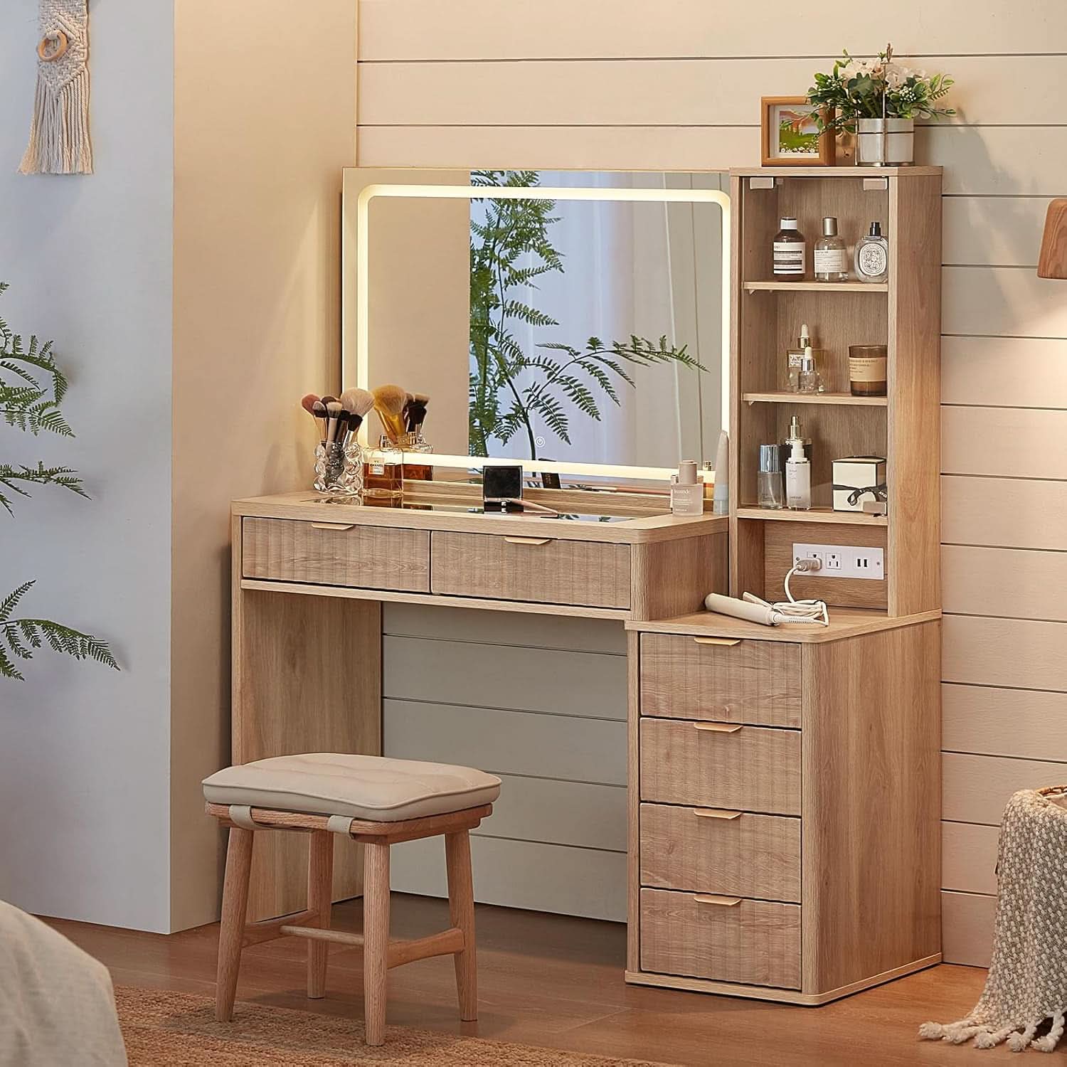 Vanity Desk With Mirror Illumination 43.5 Inch Bedroom-1