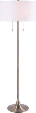 Floor Lamp Antique Brass DrumShade Sixty One Inch Height-0