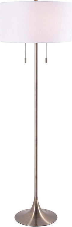 Floor Lamp Antique Brass DrumShade Sixty One Inch Height-0