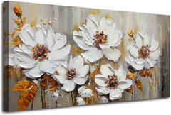 Premium Canvas Textured Floral Wall Art 58x29 Inches-0