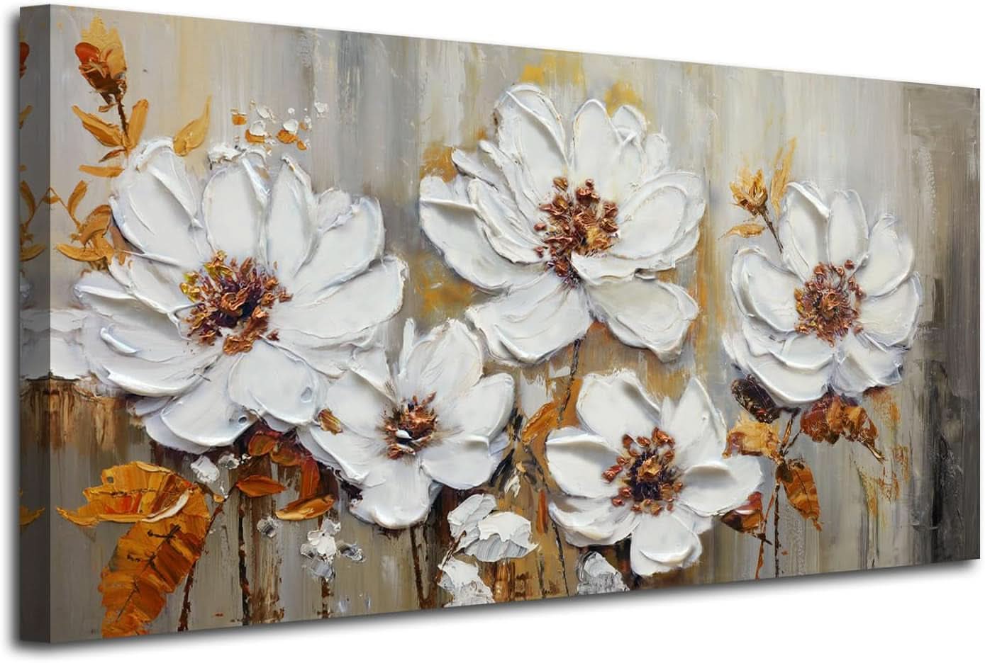 Premium Canvas Textured Floral Wall Art 58x29 Inches-0