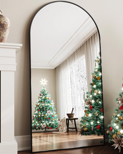81-Inch Matte Black Arched Full-Length Floor Mirror-2
