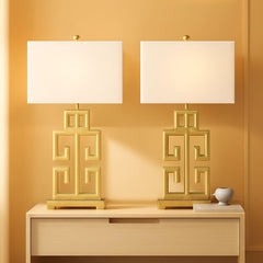 Greek Key Table Lamps Antique Gold Finish 29 Inch Led Bulbs-0