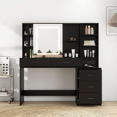 Black Vanity Desk With Large Mirror Illumination Mode-2