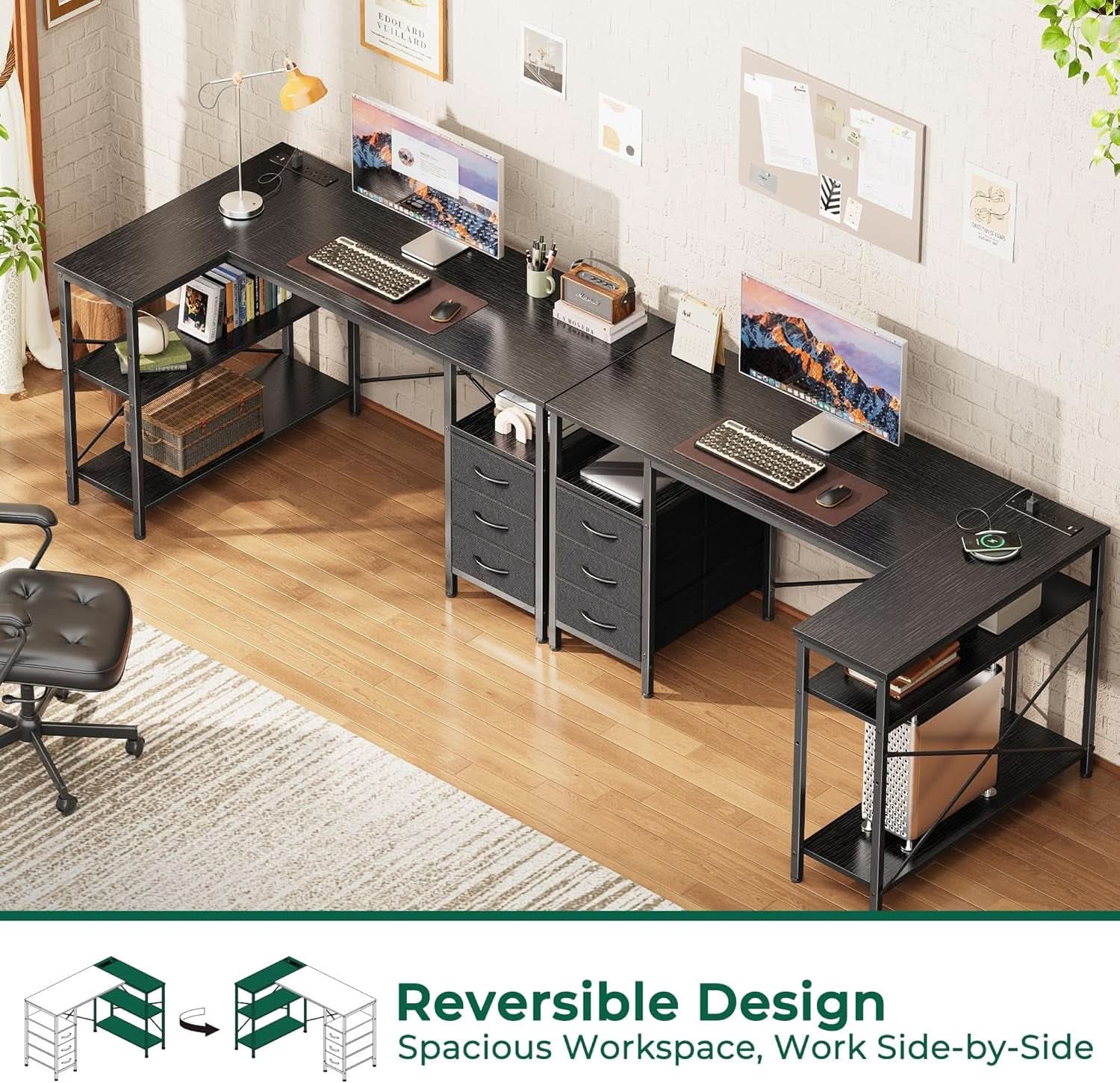 L Shaped Desk 47 Inch With Power Outlets And Ample Storage-3