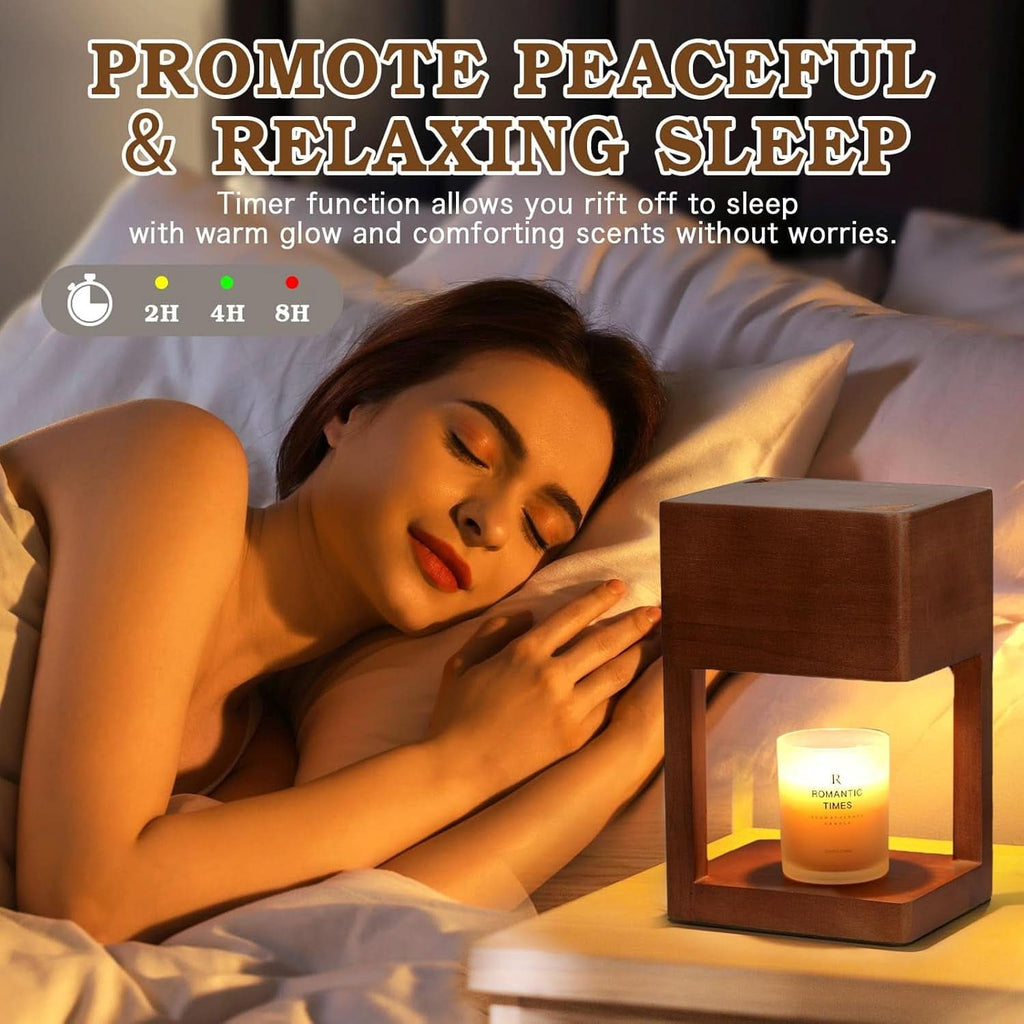 Decorative Wooden Candle Warmer Lamp Timer Dimmable