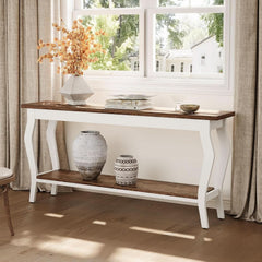 Vintage Console Table 70.9 Inch Two Tier Brown Finish-2