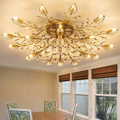 Crystal Luster Ceiling Light Chandelier Semi Flush-0