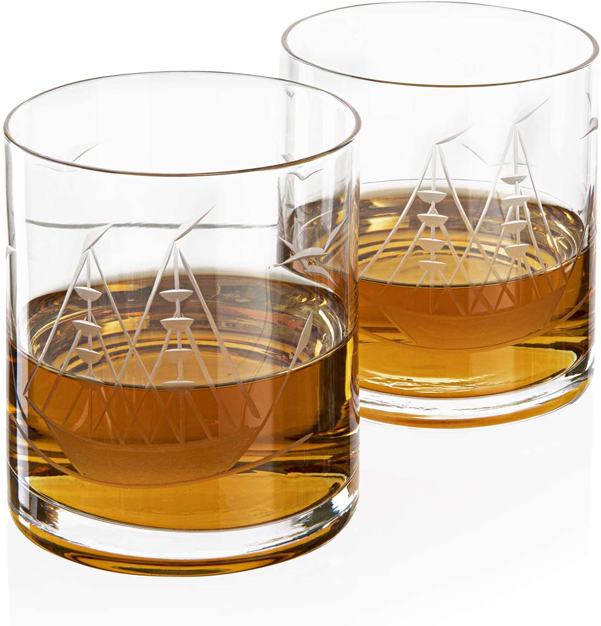 Whiskey Ship in a Barrel Decanter With Ship, 2-10 oz Glasses