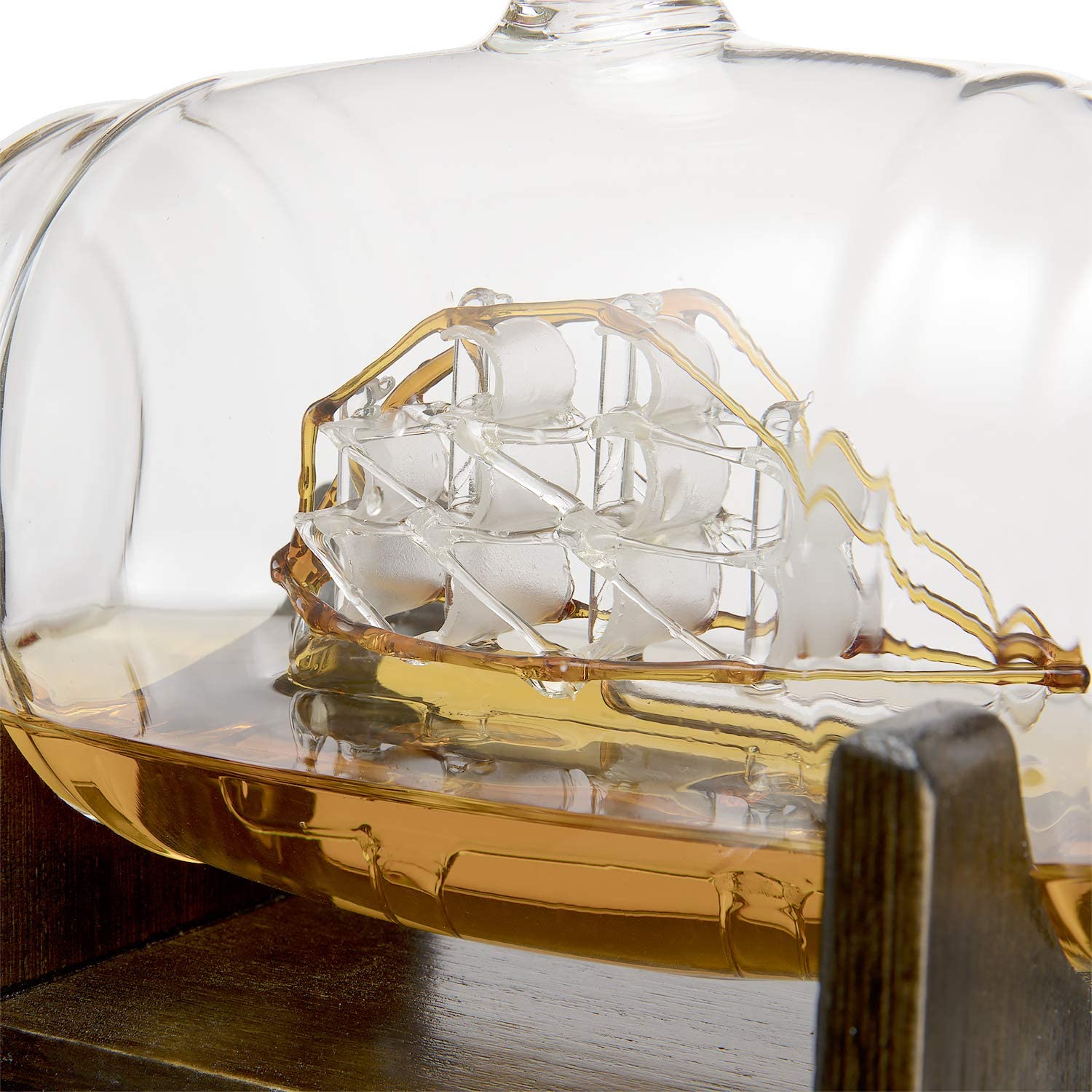 Whiskey Ship in a Barrel Decanter With Ship, 2-10 oz Glasses