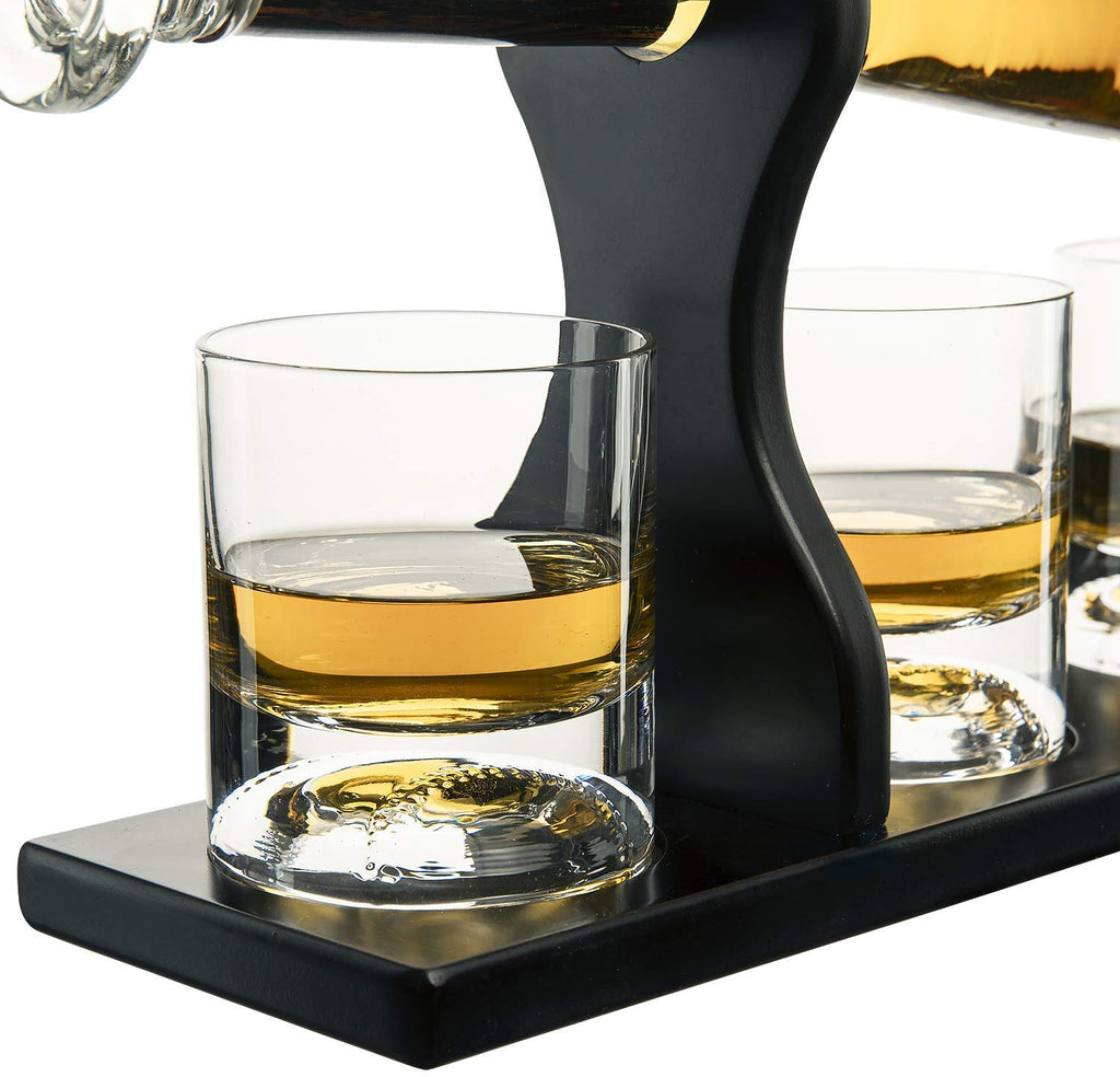 Baseball Bat Whiskey & Wine Decanter 4 Baseball Glasses (Standard Base)-4