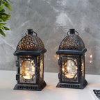 Set of 2 8”H Battery Operated Lanterns (Grey)-2
