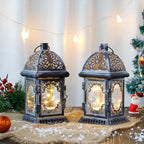 Set of 2 8”H Battery Operated Lanterns (Grey)-3