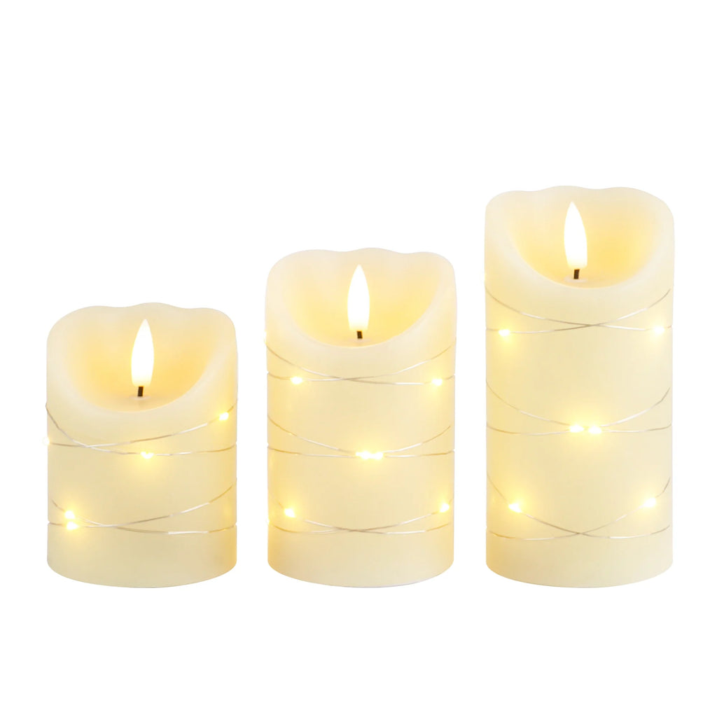 Set of 3 Flickering Flameless Real Wax Candles-4