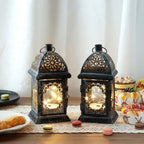 Set of 2 8”H Battery Operated Lanterns (Grey)-1