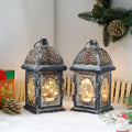 Set of 2 8”H Battery Operated Lanterns (Grey)-0