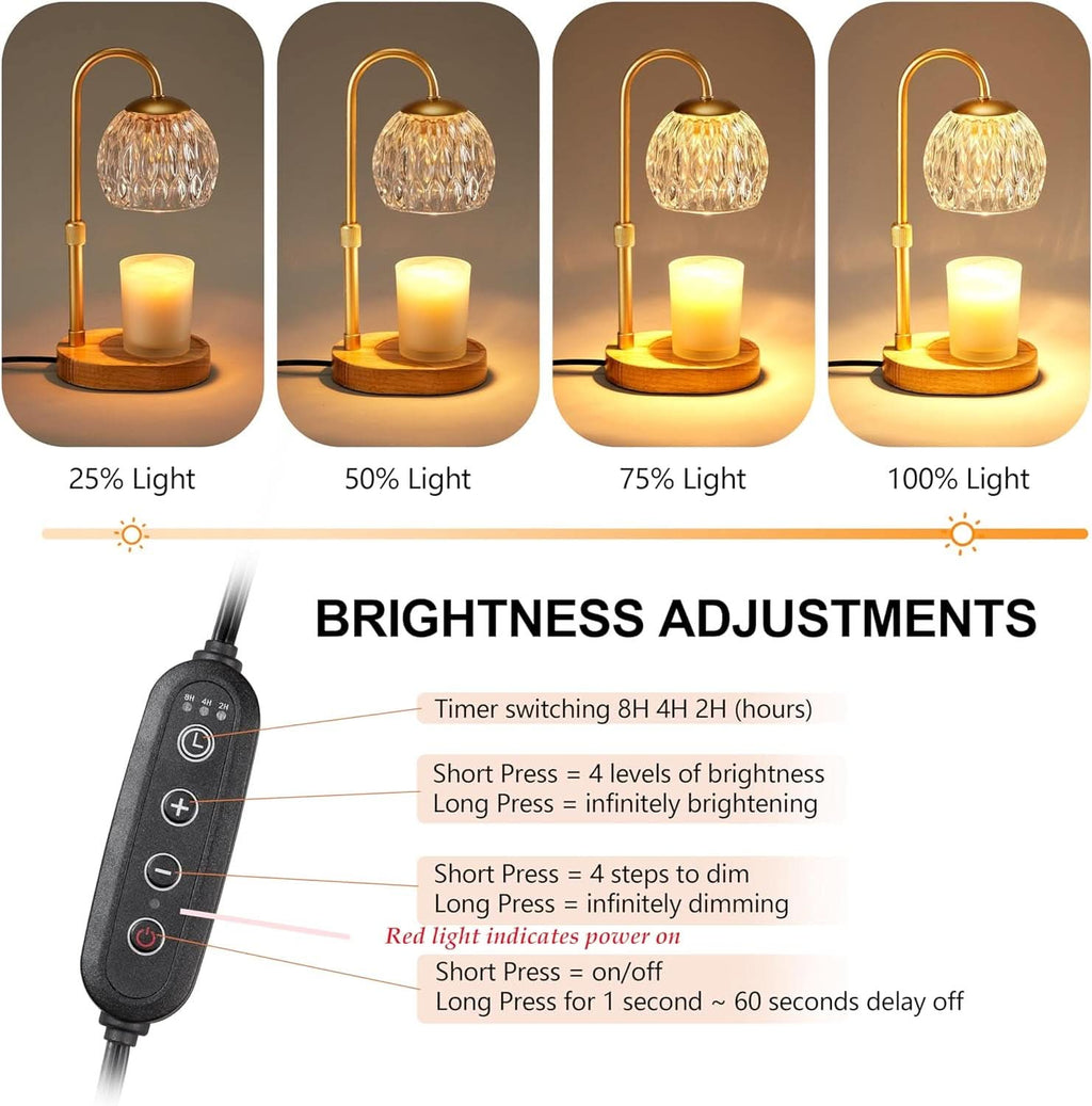 Goldtone Candle Warmer Lamp With Programmable Timer