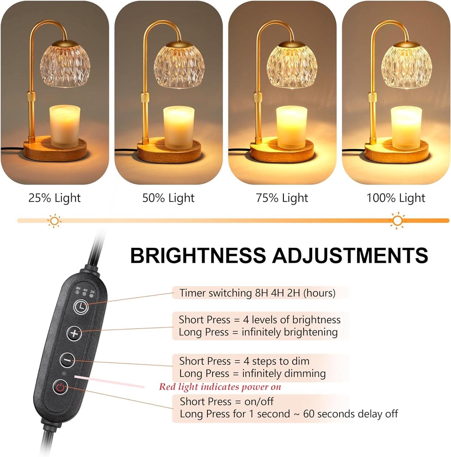 Goldtone Candle Warmer Lamp With Programmable Timer-2