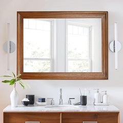Rectangular Farmhouse Wood Bathroom Mirror 30x40 Brown-1