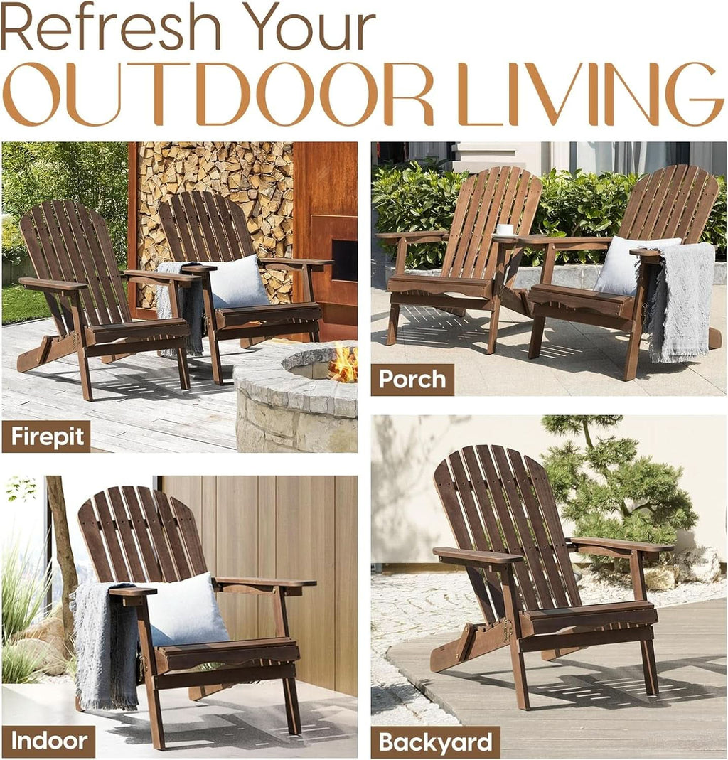 Outdoor Adirondack Chair Set Foldable Pre-Assembled Comfort-4