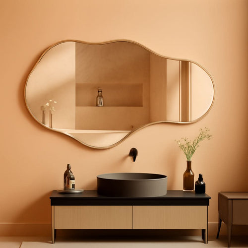 22X36 Irregular Wall Mirror Gold Aluminum Decorative-0