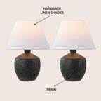 18 Inches Coal Black Matte Concrete Designer Table Lamps-2