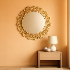 Round Wall Mirror 30.5 Inch Iron Eden Gold For Living Room-0