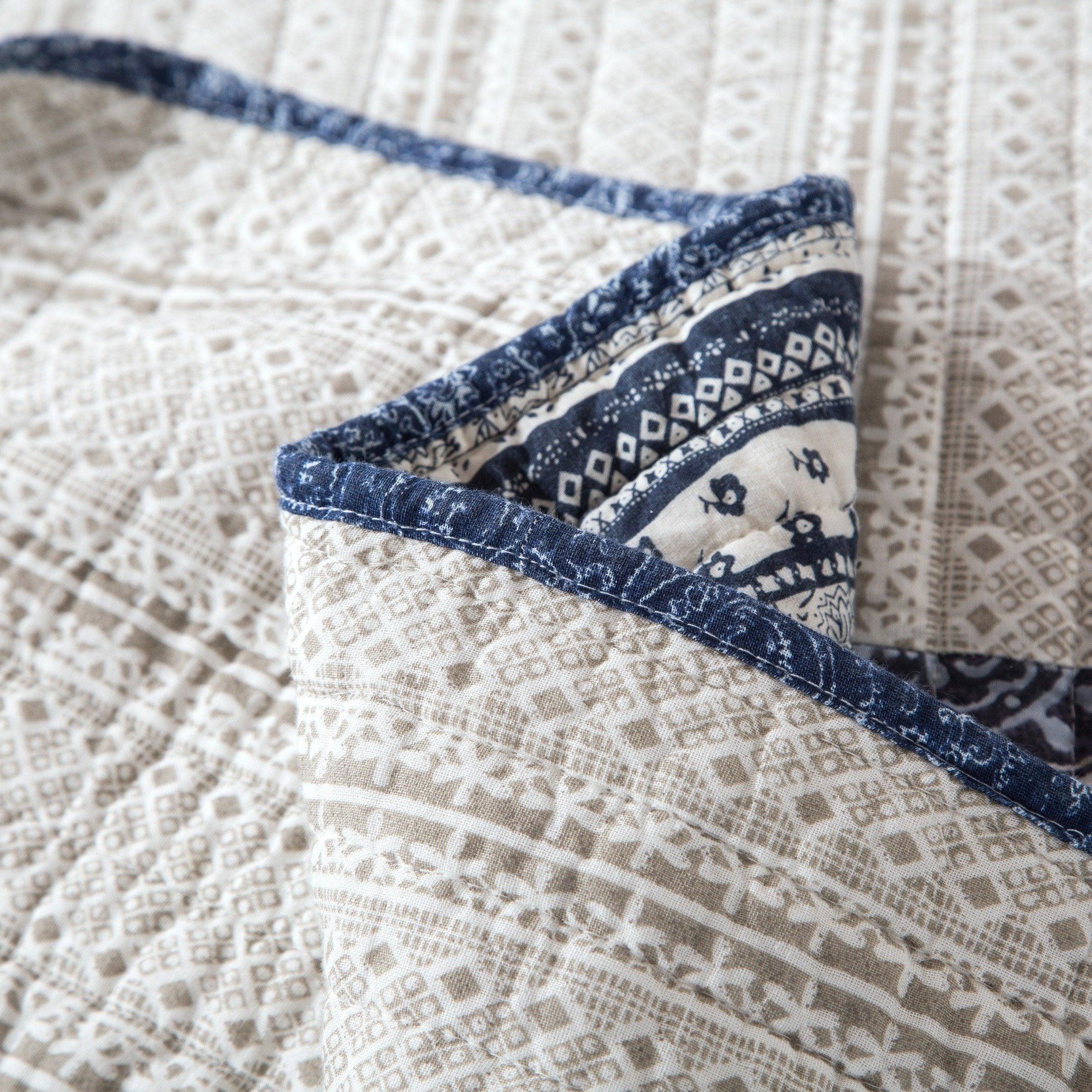 DaDa Bedding Denim Blue Patchwork Cotton Quilt Set-4