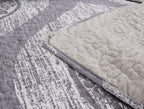 DaDa Bedding Rustic Grey Mosaic Distressed Medallion Reversible Quilted Bedspread Set (SD16299)-4