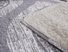 DaDa Bedding Rustic Grey Mosaic Distressed Medallion Reversible Quilted Bedspread Set (SD16299)-4