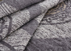 DaDa Bedding Rustic Grey Mosaic Distressed Medallion Reversible Quilted Bedspread Set (SD16299)-3
