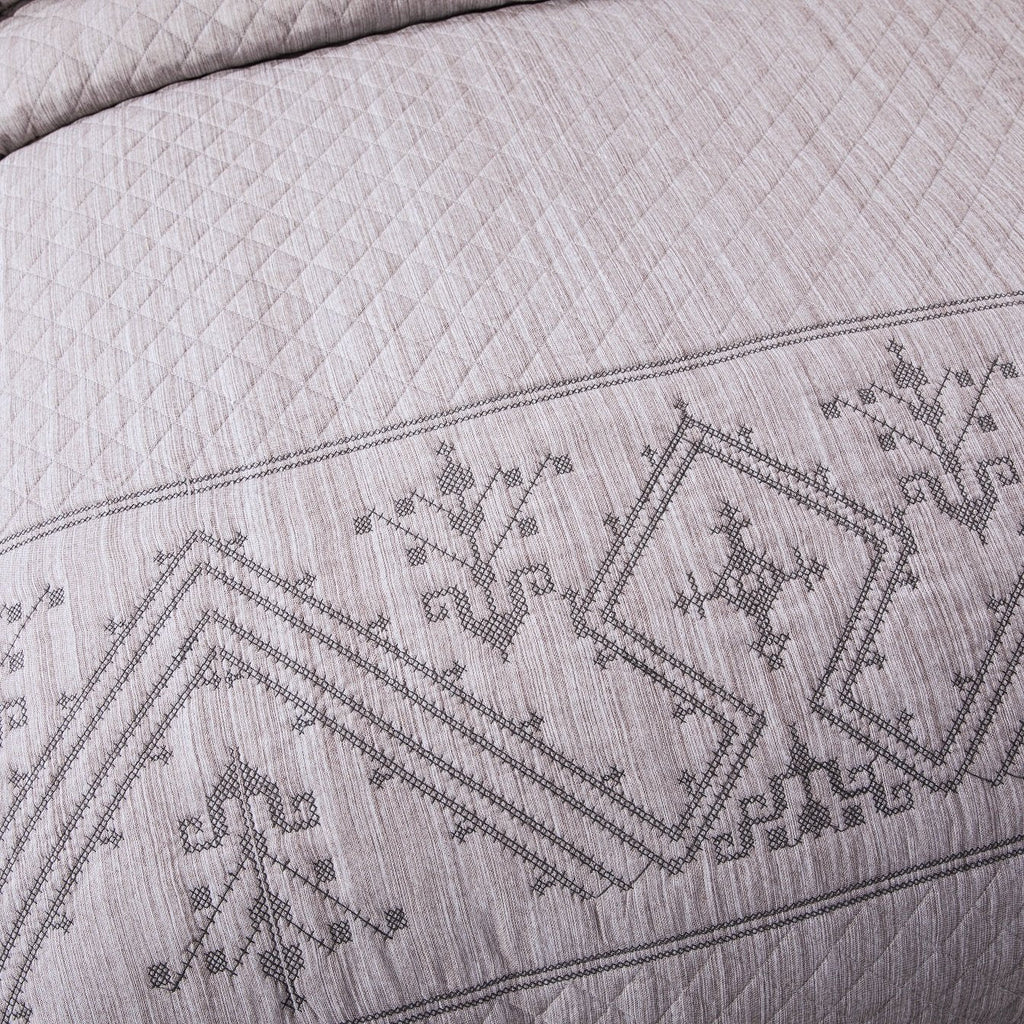 DaDa Bedding Whimsical Lavender Grey Cottage Soft Quilted Coverlet Bedspread Set (JHW866)-1