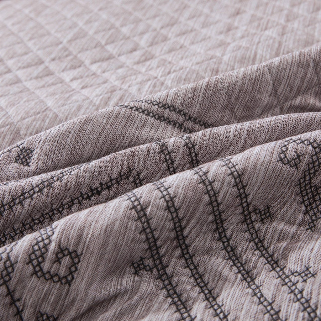 DaDa Bedding Whimsical Lavender Grey Cottage Soft Quilted Coverlet Bedspread Set (JHW866)-3