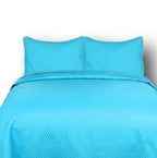 DaDa Bedding Gentle Wave Turquoise Teal Blue Lagoon Lightweight Quilted Bedspread Set (LH3000)-1