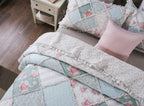 DaDa Bedding Hint of Mint Pastel Cotton Patchwork Quilt Set-3