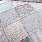 DaDa Bedding Hint of Mint Pastel Cotton Patchwork Quilt Set-4