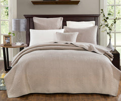 DaDa Bedding Neutral Taupe Beige Sandy Elegant Matelasse Cotton Quilted Bedspread Set (JHW-585)-3