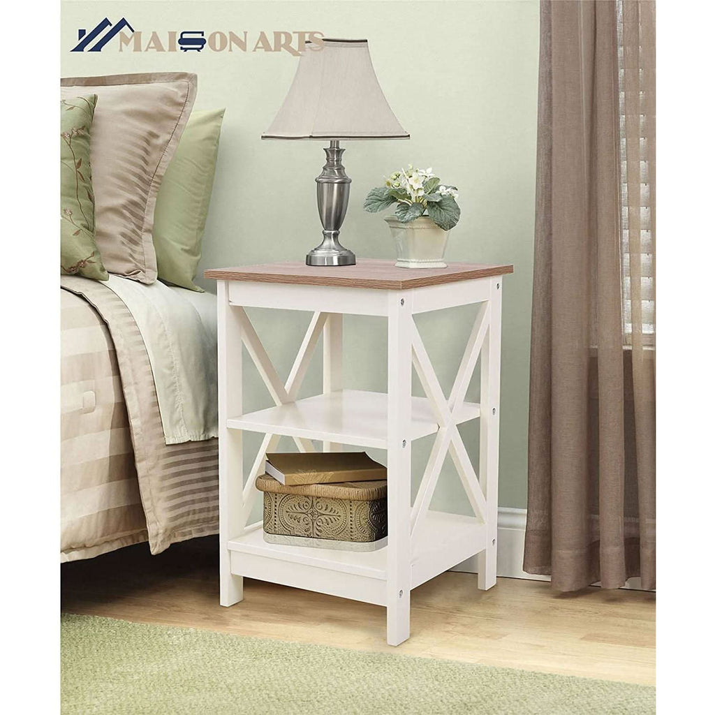 (Set of 2) 16" Compact Ivory Farmhouse End Tables-3